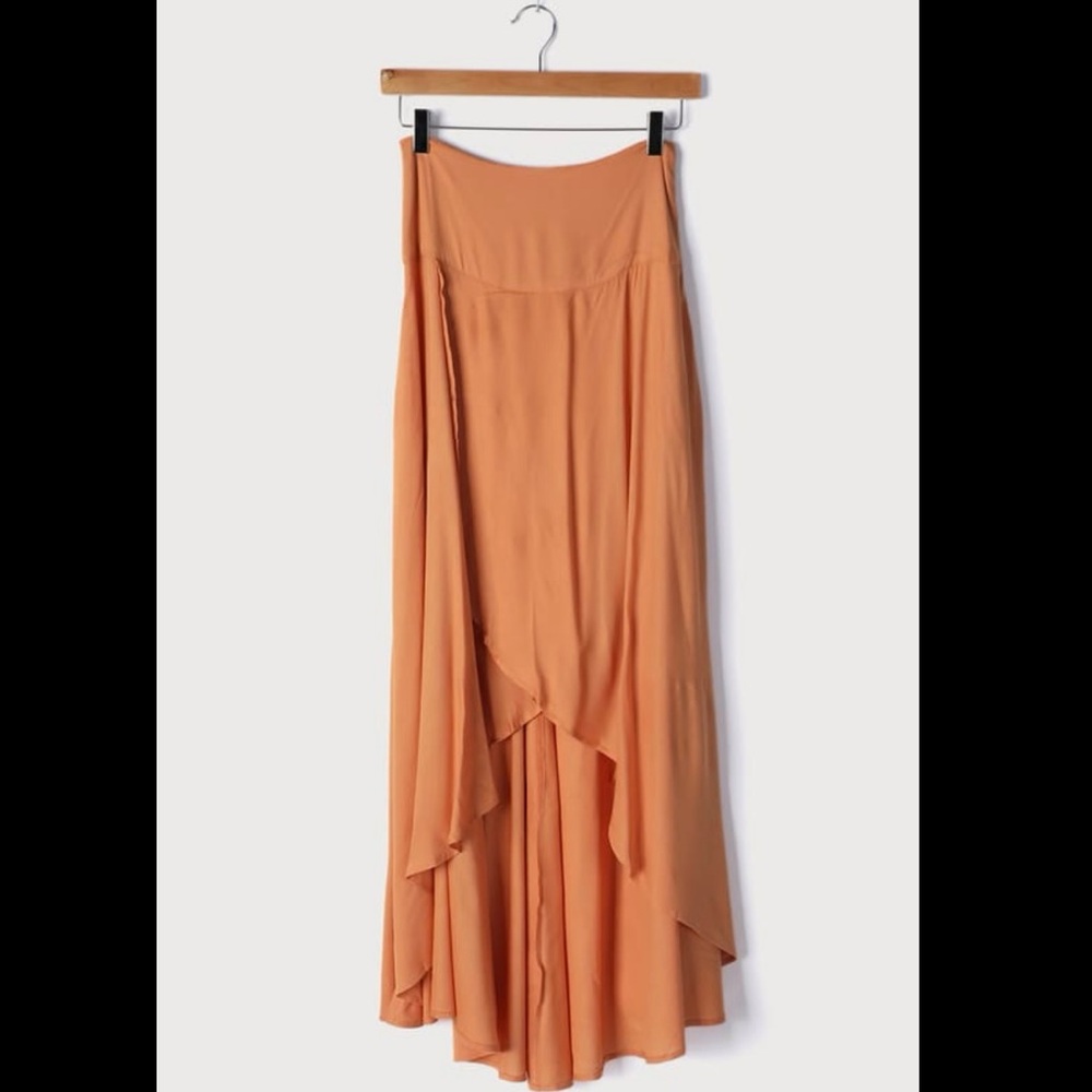 Ambrosio Light Orange High-Low Maxi Skirt